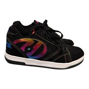 Heelys Shoes Mens Size 6 Black Rainbow Logo Lace Up Roller Sneakers Skater Youth